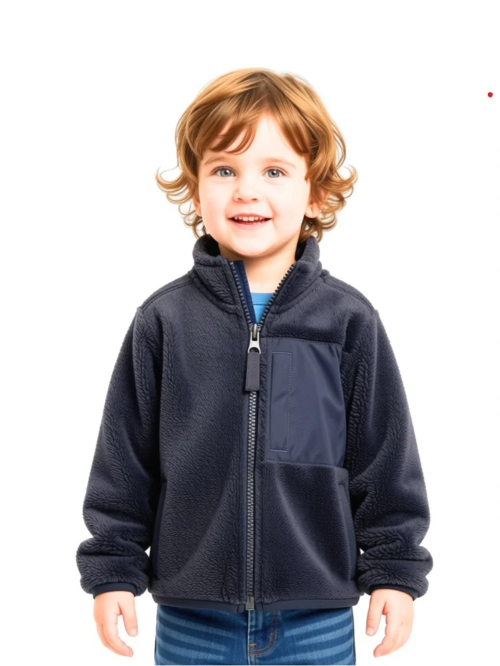 NWT! Carter’s Kids' Dark Gray Fleece Full Zip Jacket; Teddy Bear Fleece